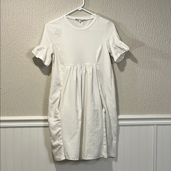 English Factory White Mixed Media Ruffle short sleeve dress size small - Picture 5 of 13